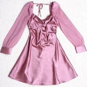 WEWOREWHAT Silky Cowl Neck Mini Dress in pink size 4